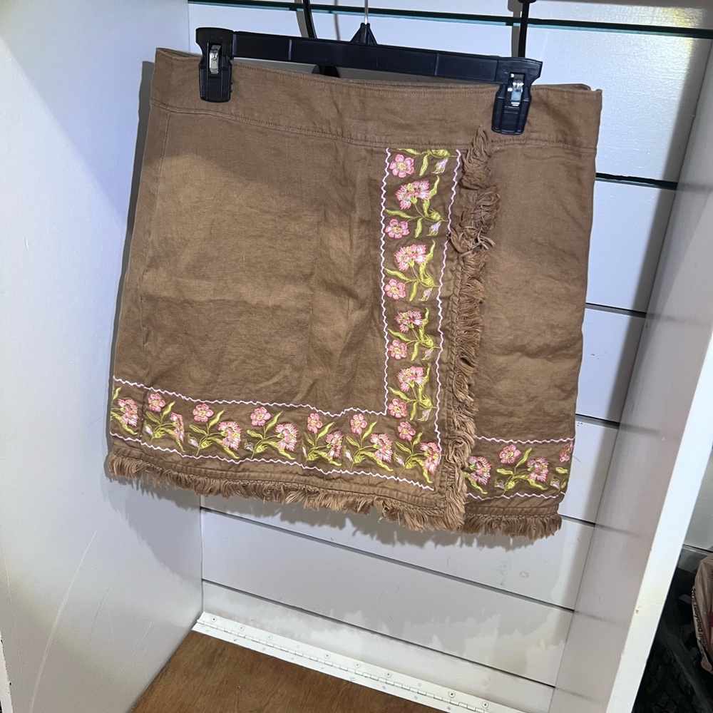 Spartina 449 Brown and Pink Embellished Mini Skirt